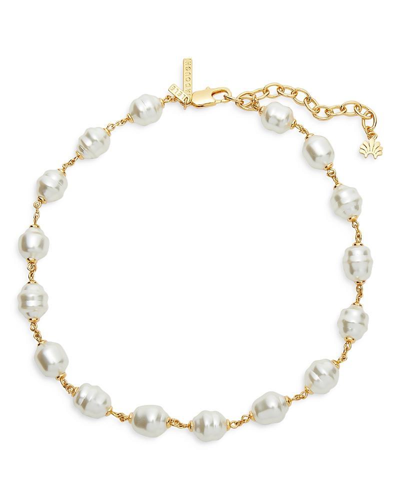 Lele Sadoughi Imitation Baroque Pearl Station Necklace in 14K Gold Plated, 16 Product Image