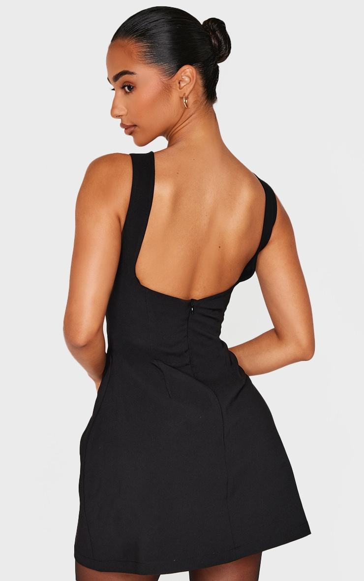 Petite Black Woven Open Back Mini Dress Product Image