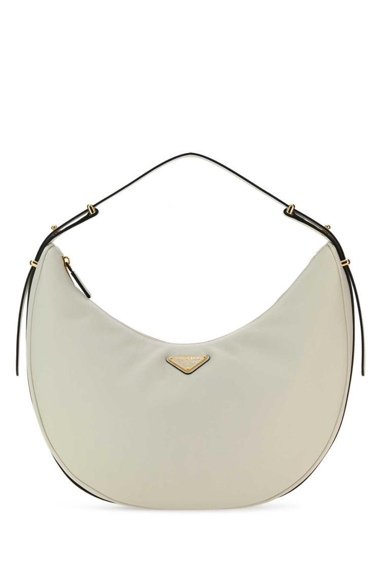 Shoulder Bag With Adjustable Strap And Curved Silhouette In White Product Image