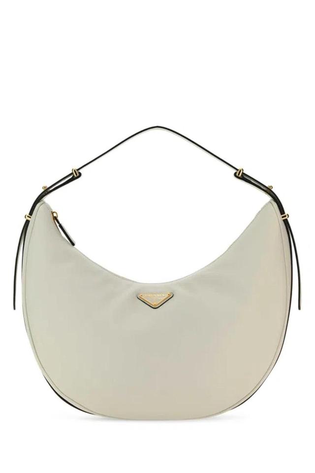 Shoulder Bag With Adjustable Strap And Curved Silhouette In White Product Image