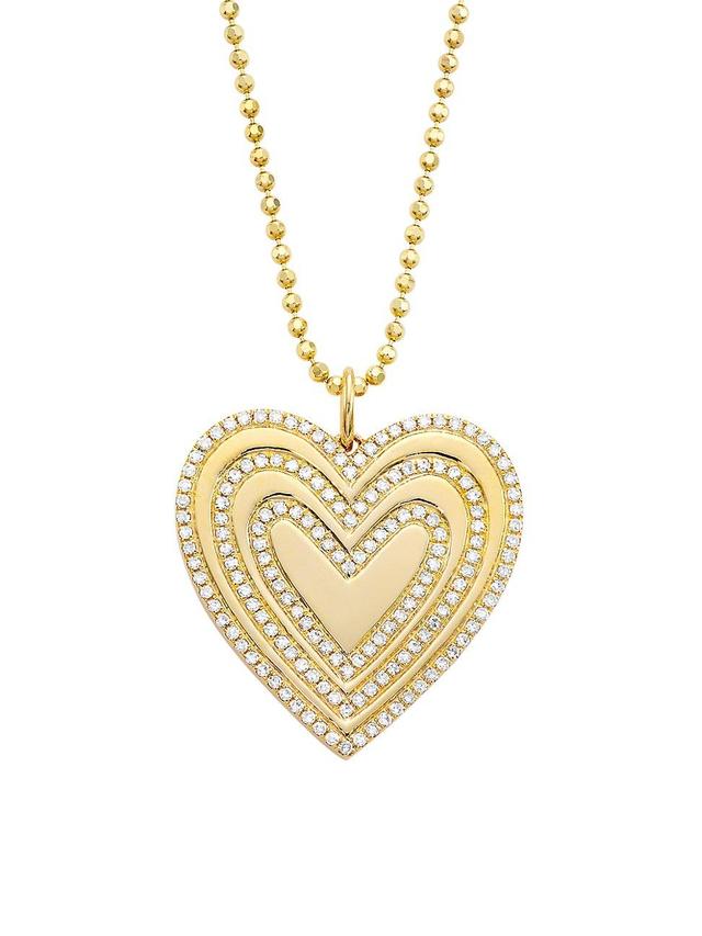 Womens Love Struck 14K Yellow Gold & Diamond Heart Pendant Necklace Product Image