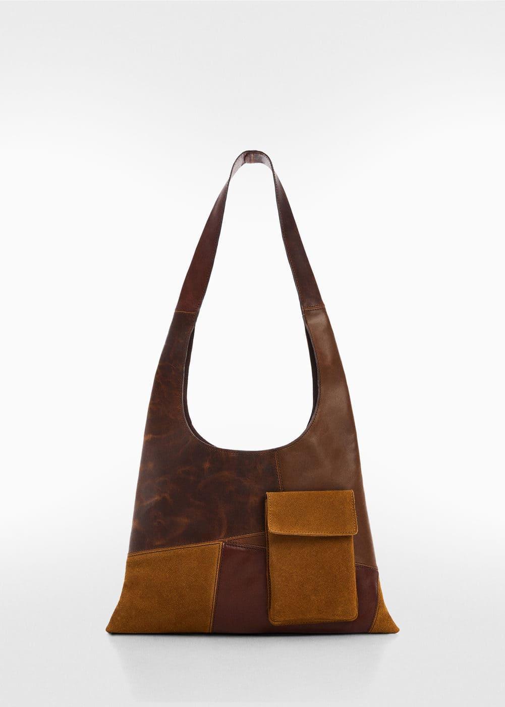 MANGO - Patchwork leather bag - One size - Women Product Image