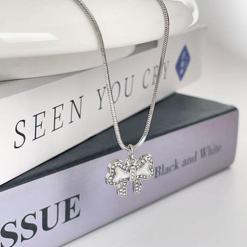 Bow Rhinestone Pendant Necklace Product Image