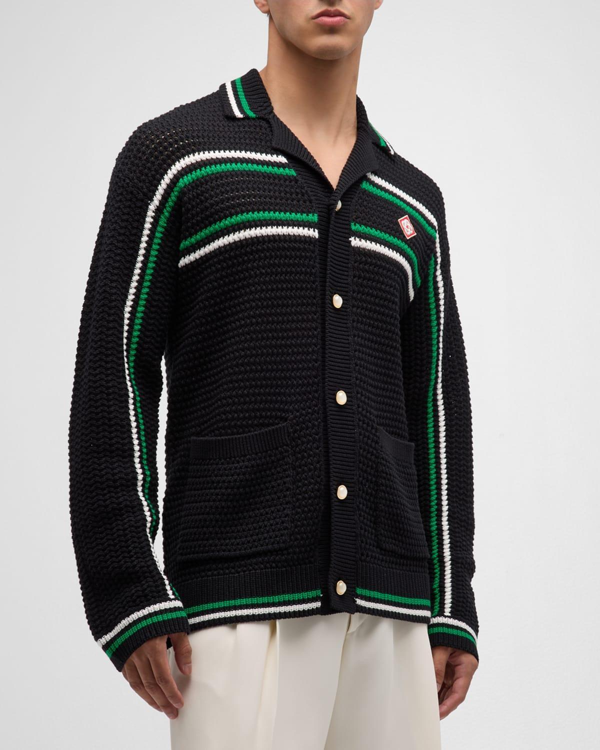 Mens Crochet Knit Tennis Shirt Jacket Product Image