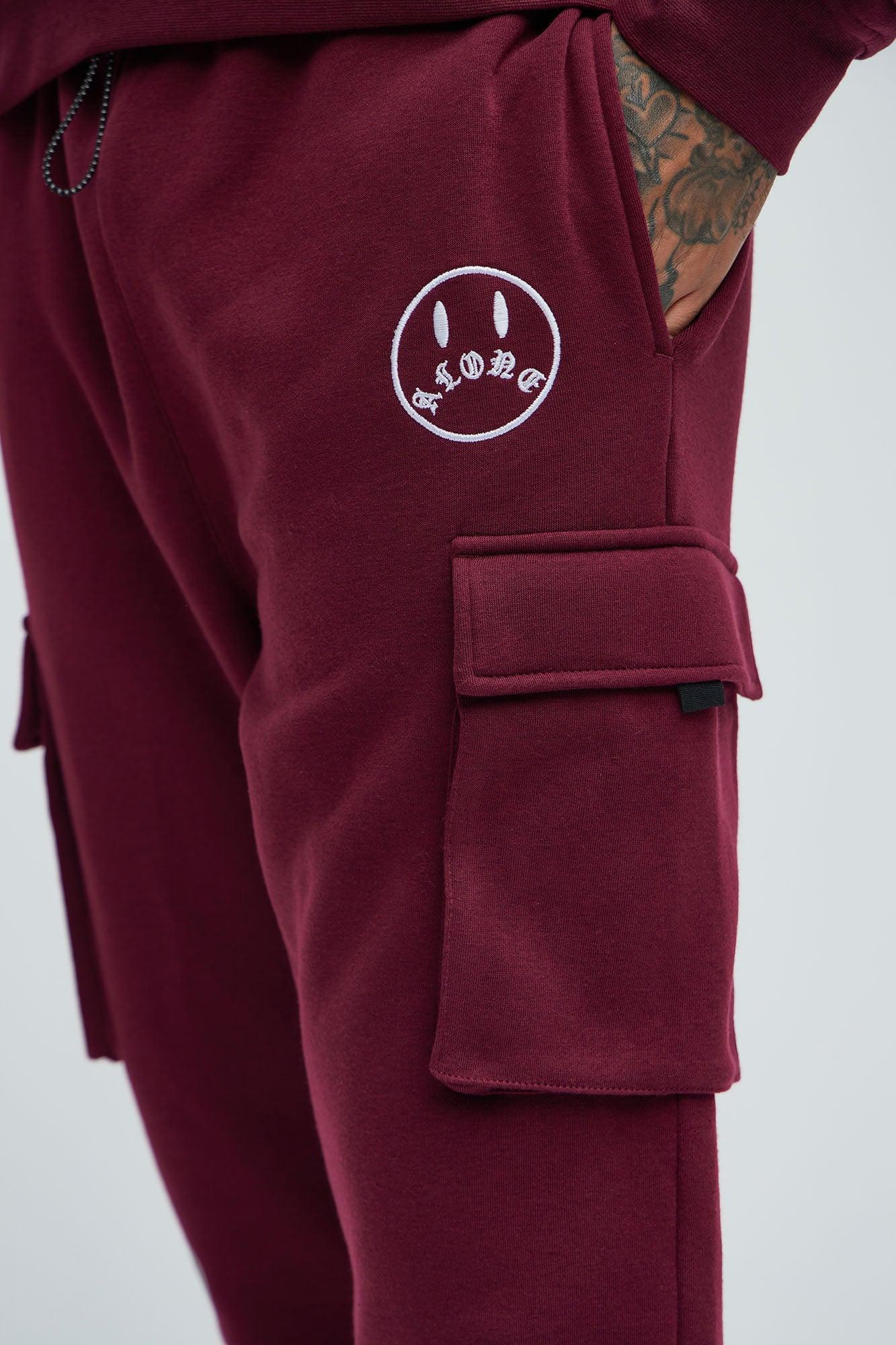 Never Alone Cargo Sweatpant - Burgundy Product Image