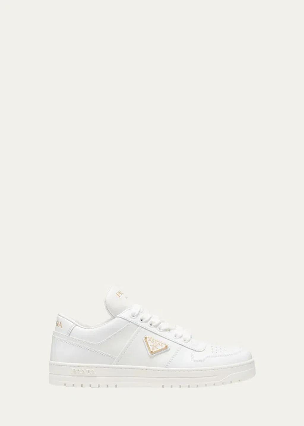 Downtown Leather Low-top Sneakers In White Product Image