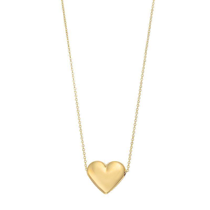 Au Naturale 14k Gold Puffed Heart Necklace, Womens Yellow Product Image