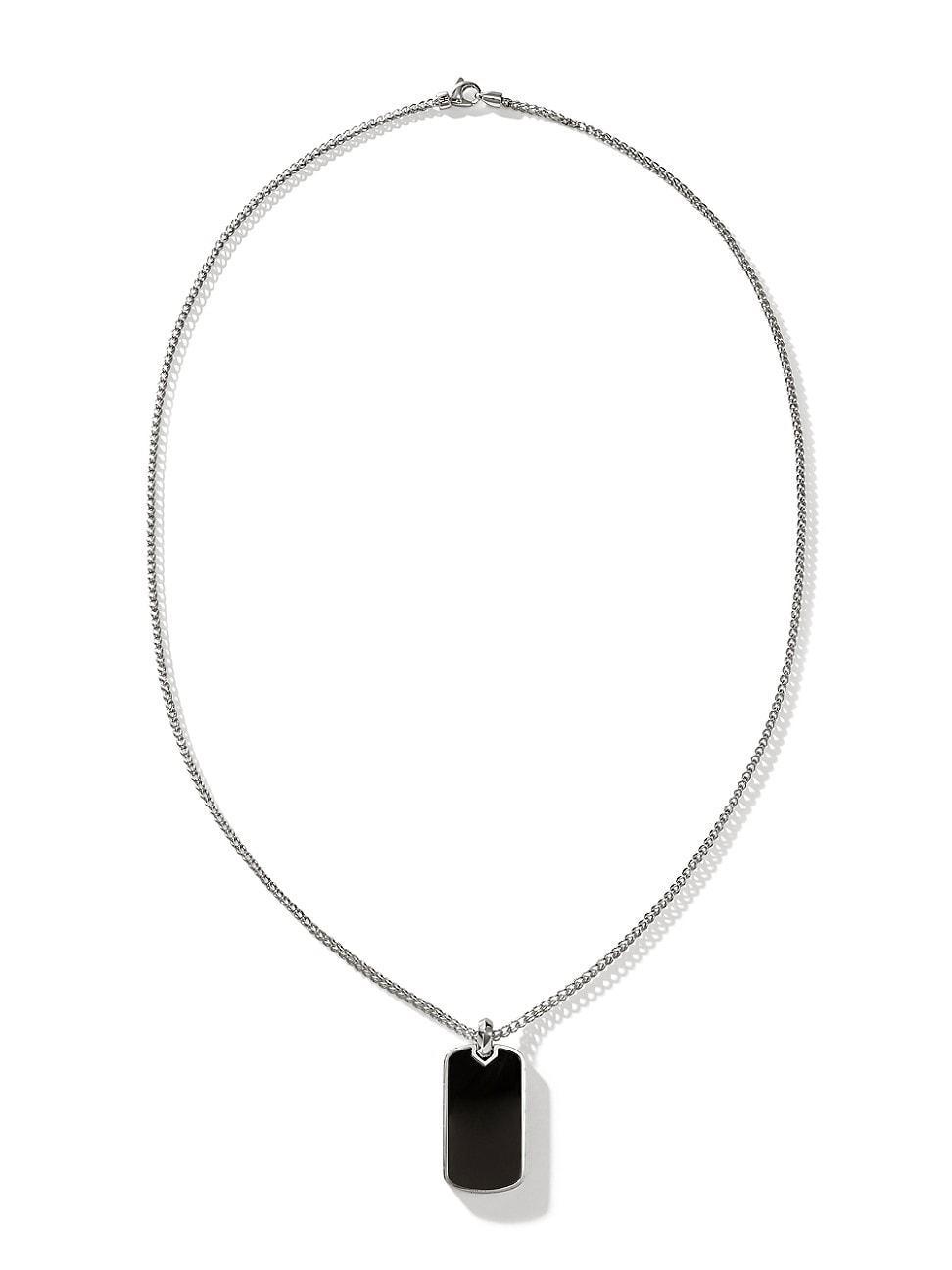 Mens Onyx Silver Dog Tag Necklace Product Image