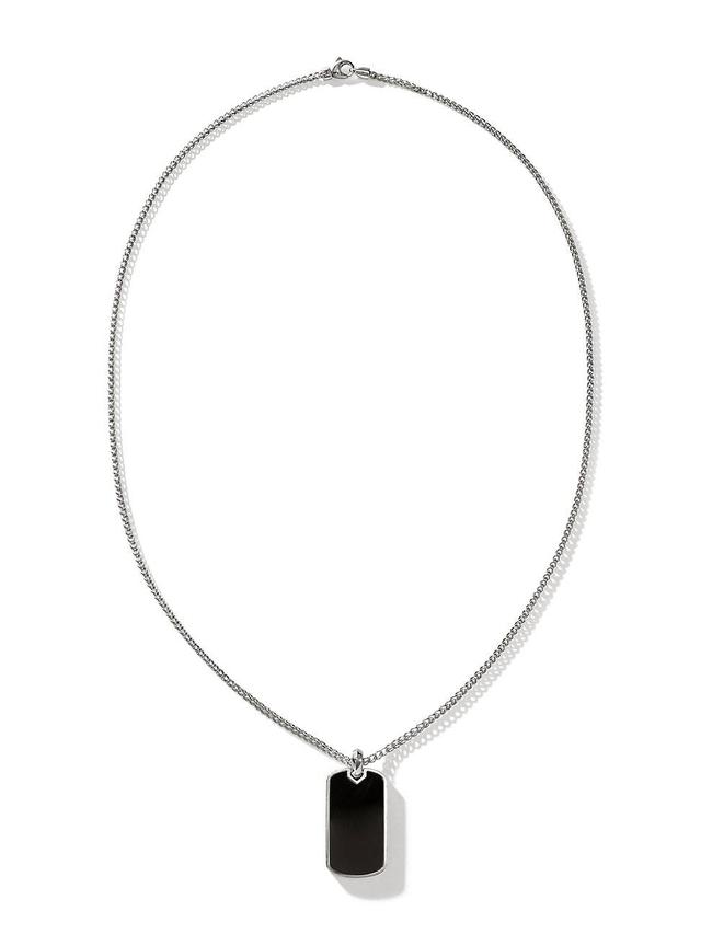 Mens Onyx Silver Dog Tag Necklace Product Image