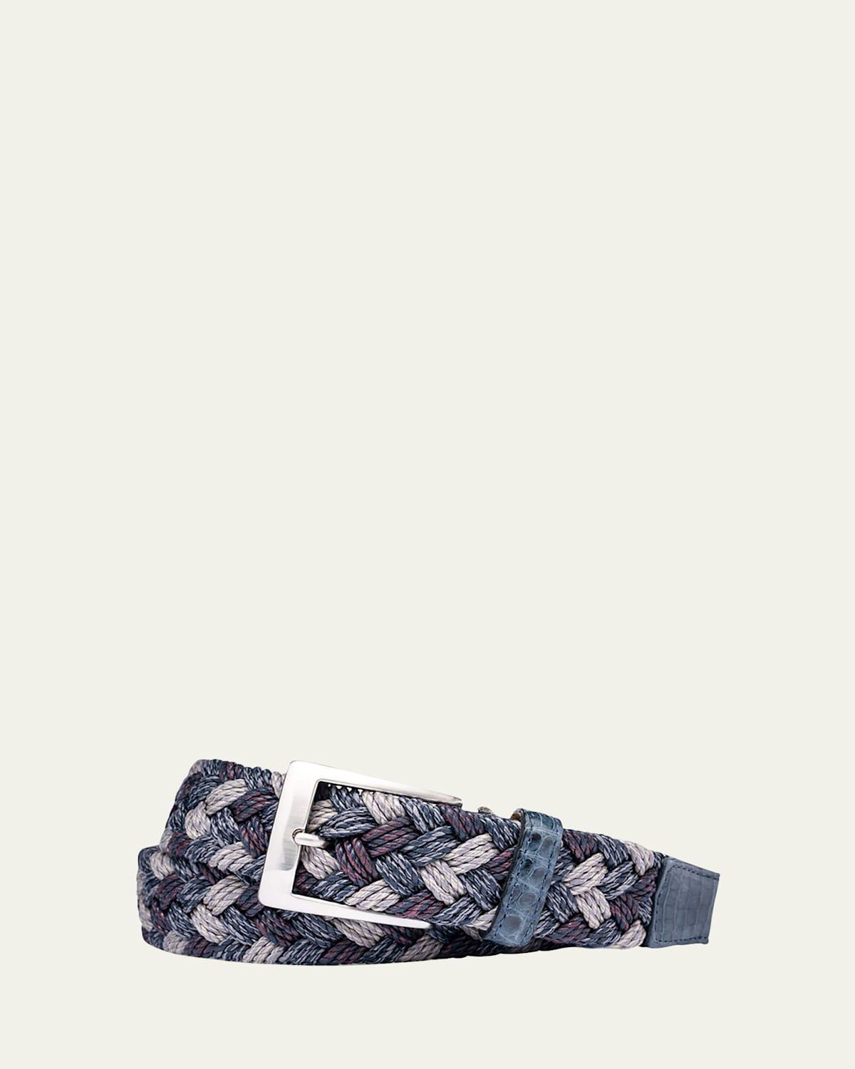 Mens Woven Linen Belt w/ Croc Tabs Product Image