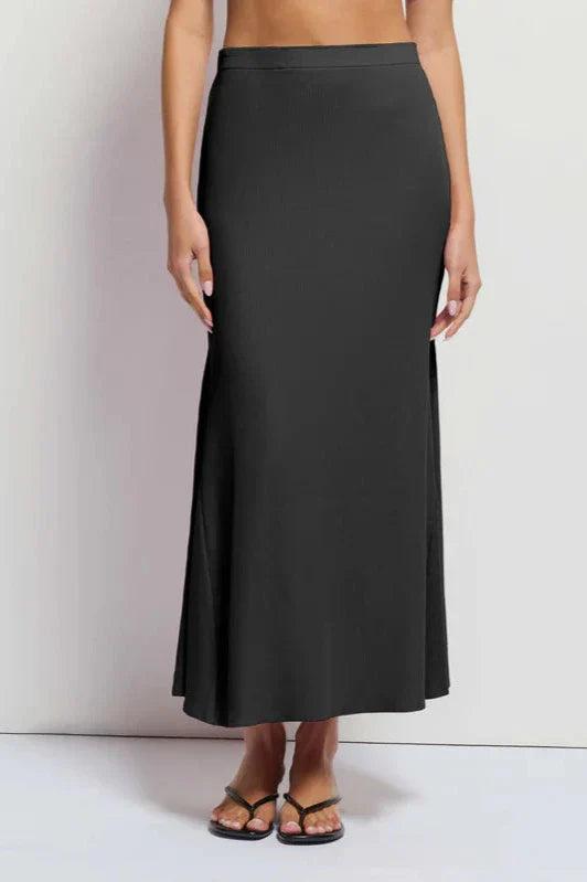 Nation LTD Melani Ribbed Long Skirt in Jet Black Product Image