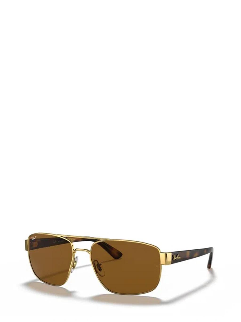 RAY BAN Rb3663 Rectangle-framed Sunglasses In Gold Product Image