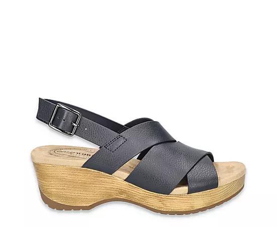 Easy Works by Easy Street Raffery Womens Slip-Resistant Slingback Wedge Sandals Blue Product Image