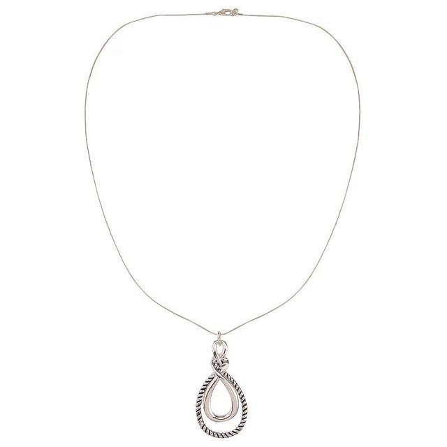 Silver Tone Double Teardrop Long Necklace, Womens, None Product Image