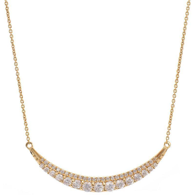 Luxle 14k Gold 3/4 Carat T.W. Diamond Curved Bar Necklace, Womens, Yellow Product Image