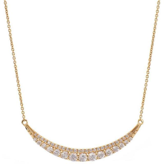 Luxle 14k Gold 3/4 Carat T.W. Diamond Curved Bar Necklace, Womens, Yellow Product Image