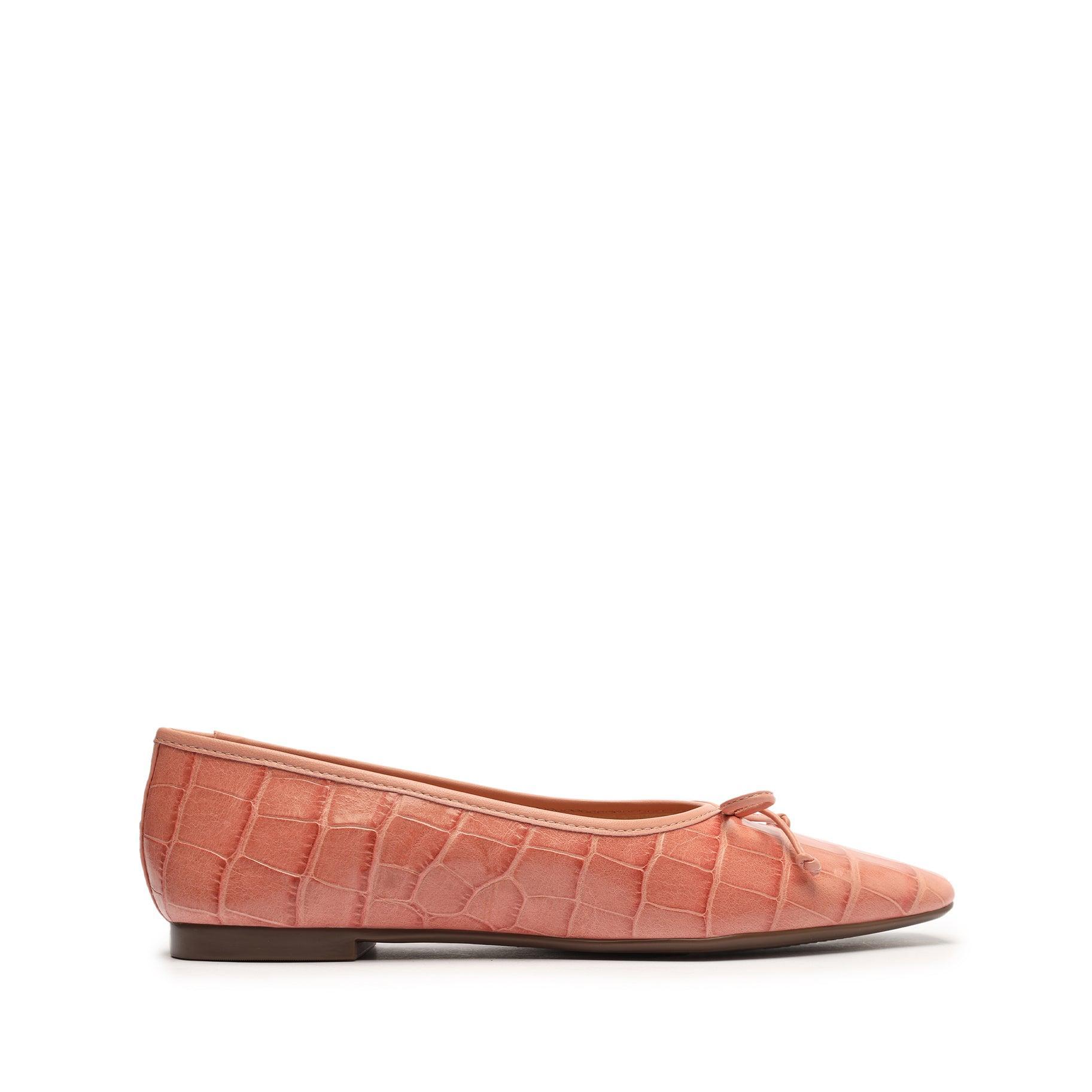 Arissa Crocodile Embossed Leather Flat Female Product Image