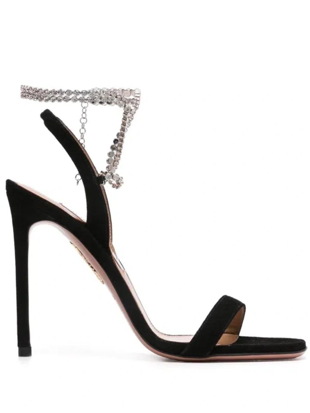 AQUAZZURA 115mm Sue Sandals In Black Product Image