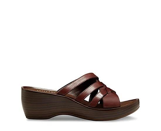 Eastland Poppy Womens Leather Slide Wedge Sandals Product Image