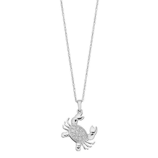 Sterling Silver 1/10 Carat T.W. Diamond Crab Pendant Necklace, Womens Product Image