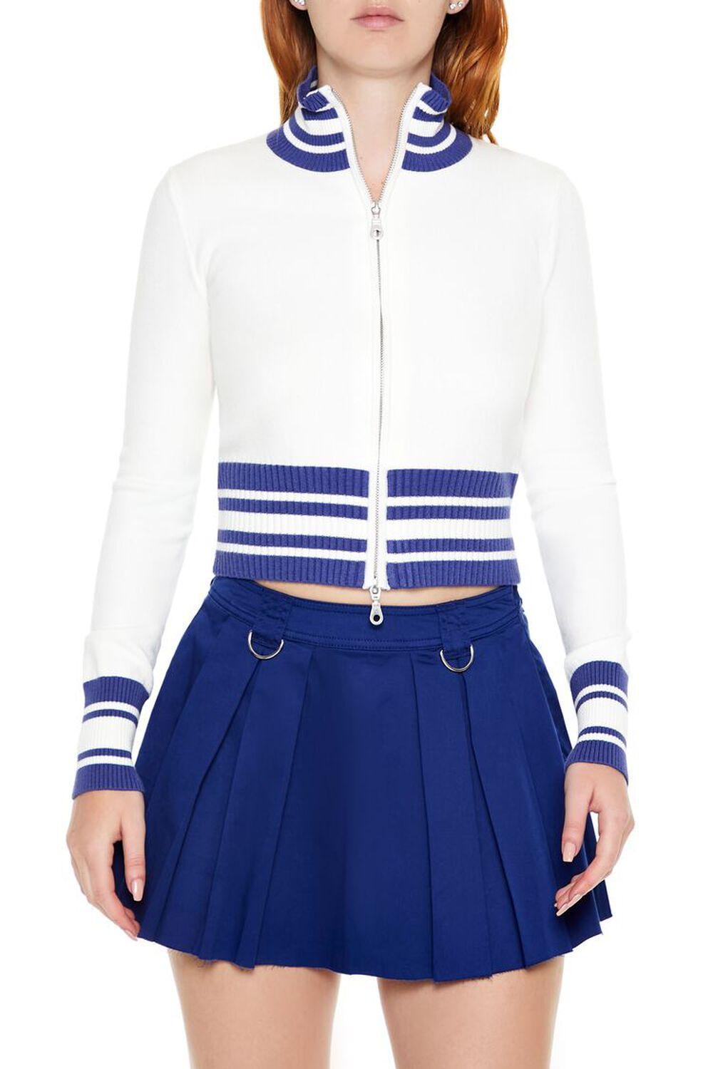 Varsity-Striped Zip-Up Sweater | Forever 21 Product Image