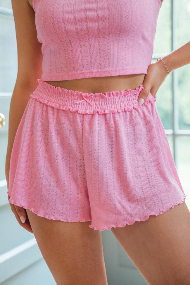 At This Time Pink Pointelle Lounge Shorts Product Image