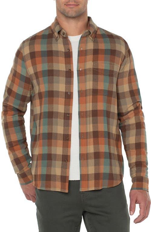 Liverpool Los Angeles Flannel Shirt with Button Collar (Teal/Rust Multi) Men's Jacket Product Image