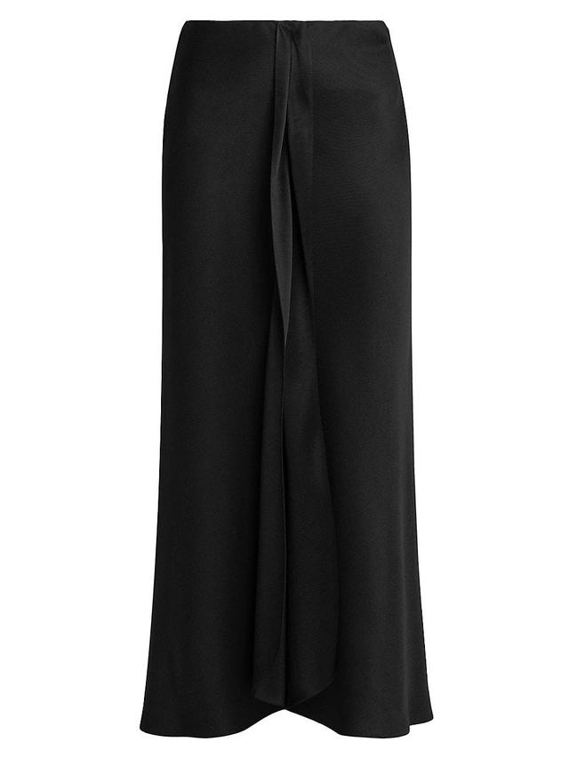 Womens Draped Silk Slit Midi-Skirt Product Image