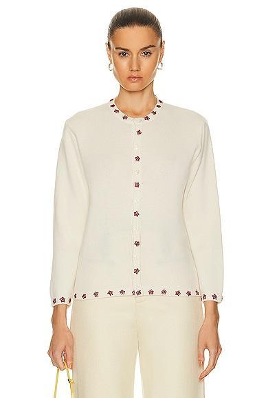 BODE Starflower Beaded Cardigan in Cream Product Image