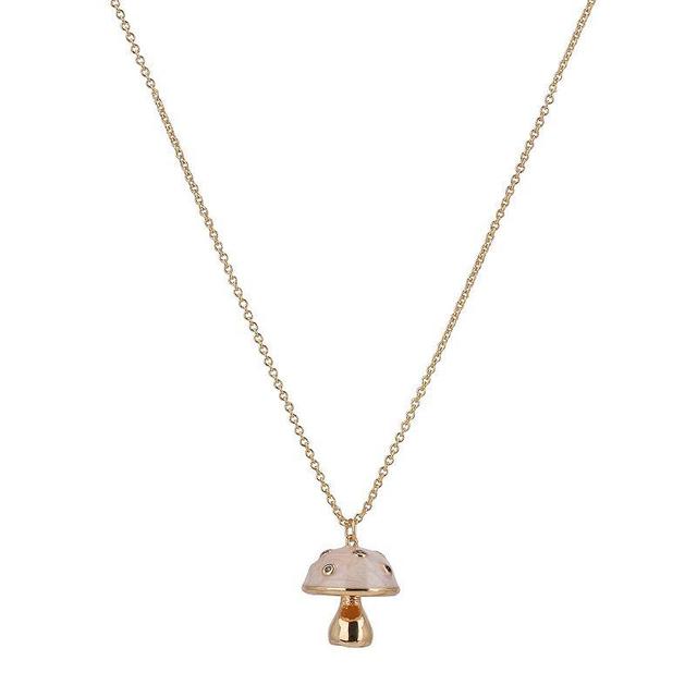 Gold Tone Mushroom Pendant Necklace, Womens Product Image