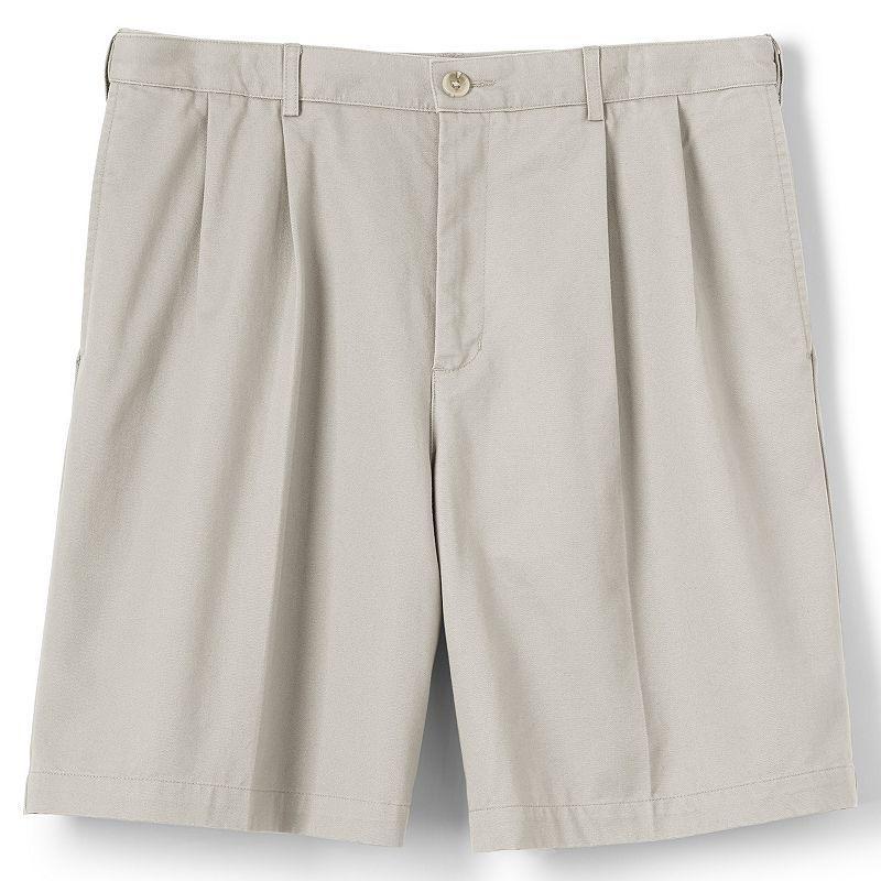 Mens Lands End Comfort Waist 9-inch No-Iron Pleated Chino Shorts Product Image