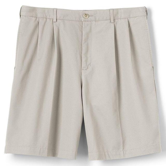 Mens Lands End Comfort Waist 9-inch No-Iron Pleated Chino Shorts Product Image