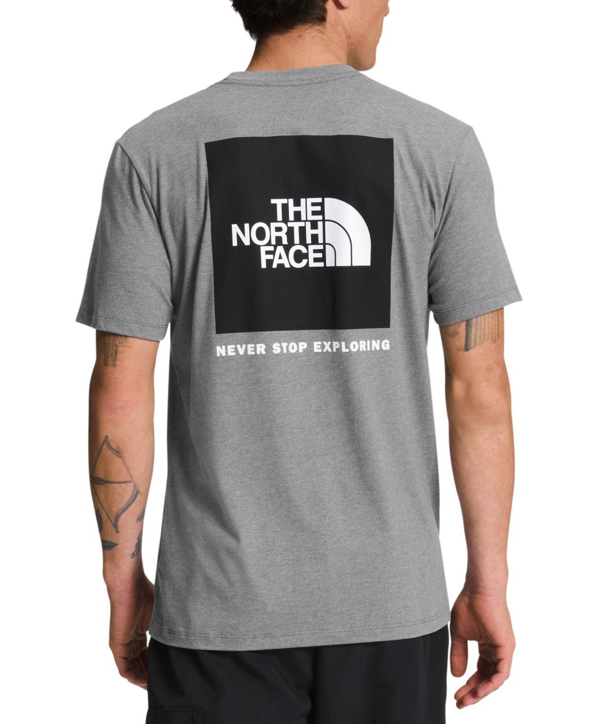 The North Face Mens Box Logo Crewneck Short-Sleeve T-Shirt - Gravel Product Image