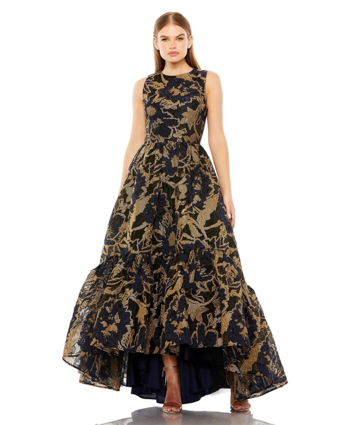 Womens Metallic Brocade Flounce Ballgown Product Image