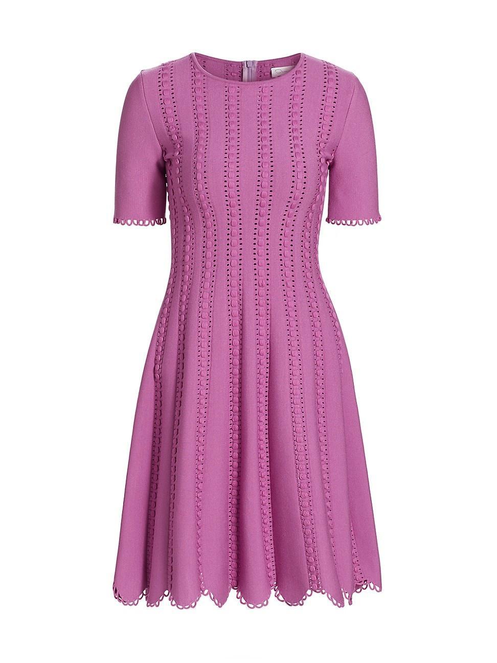 Womens Scalloped Knit Fit-&-Flare Dress Product Image