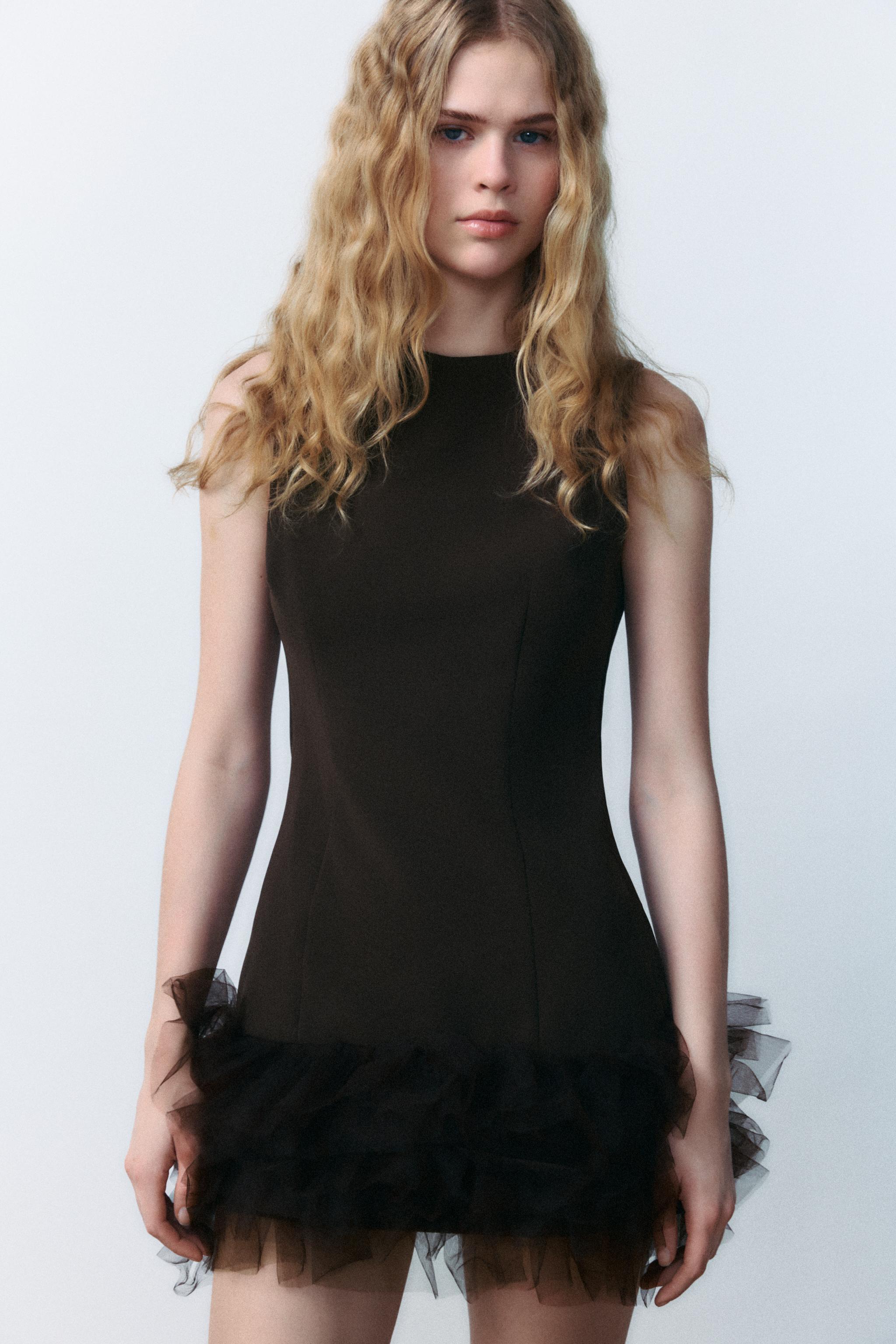 CONTRASTING TULLE JUMPSUIT DRESS Product Image