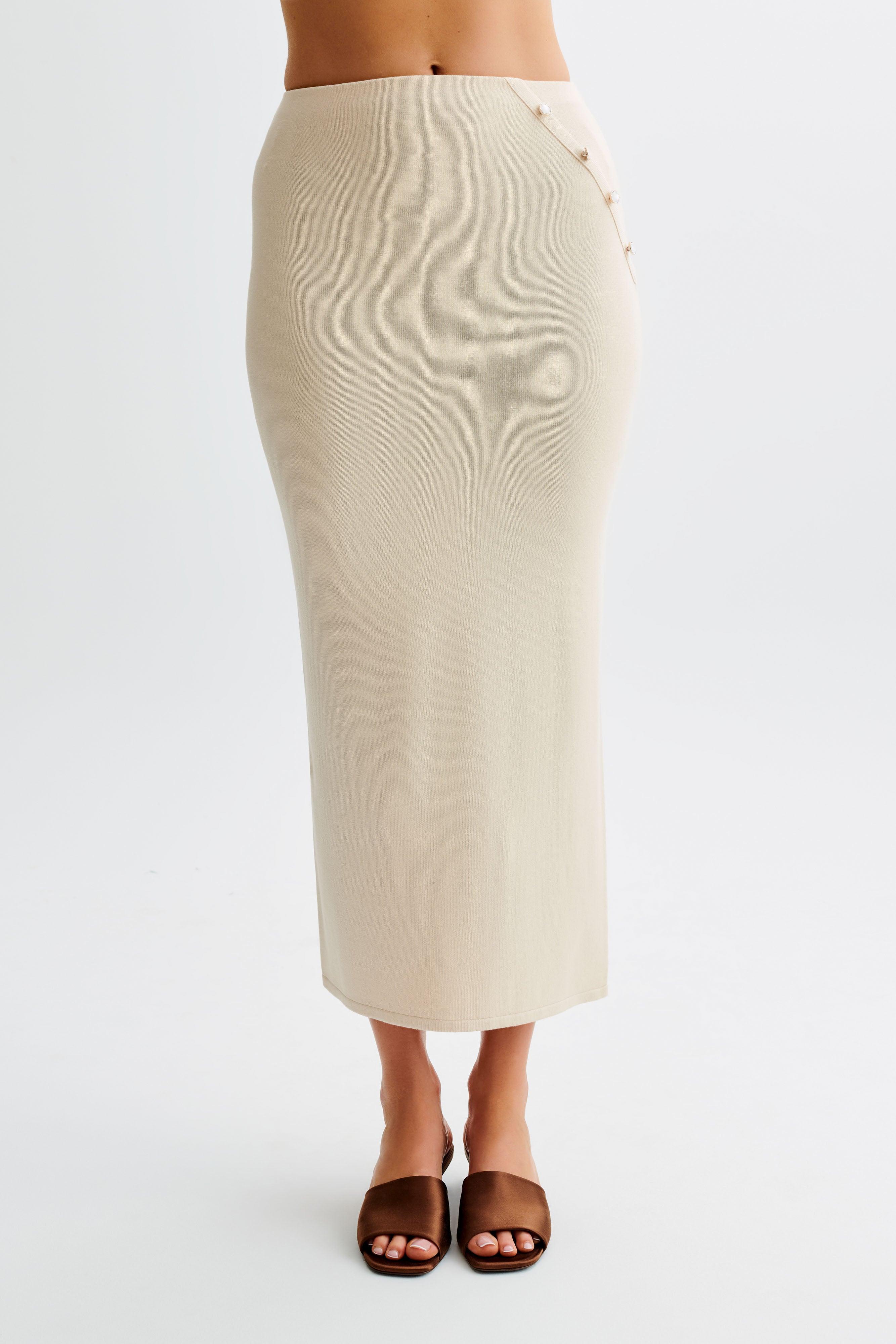 Maisie Buttoned Knit Maxi Skirt - Cream product image