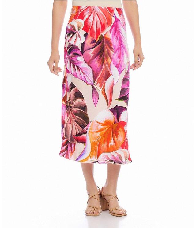 Karen Kane Floral Bias Cut A-Line Midi Skirt Product Image