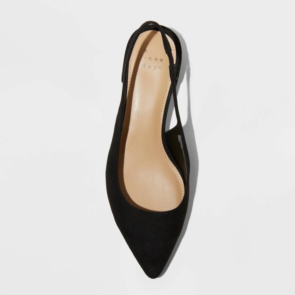 Womens Elle Slingback Pointed Toe Heels - A New Day Black 7 Product Image