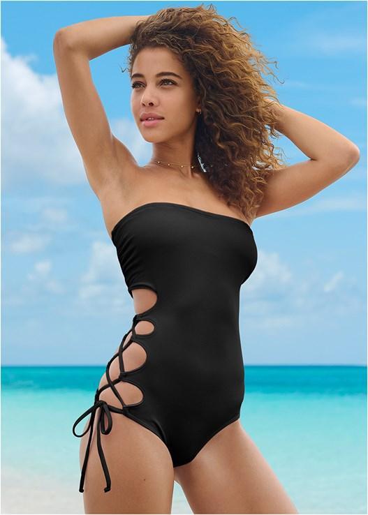 Lace-Up Strappy One-Piece Product Image