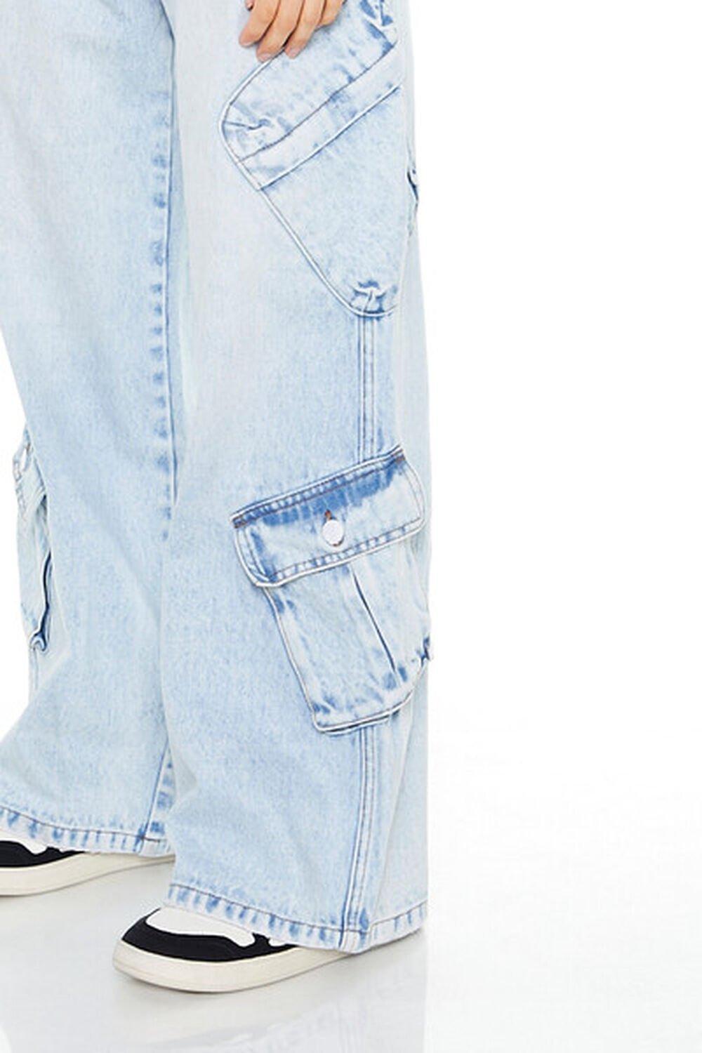 Mid-Rise Wide-Leg Cargo Jeans | Forever 21 Product Image