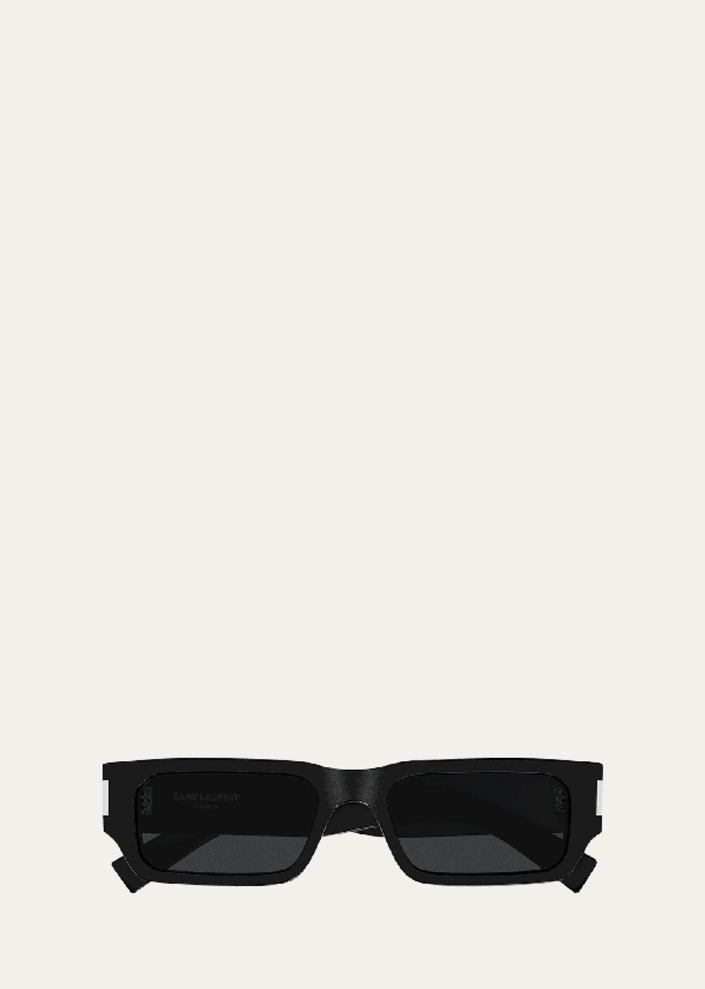 Men's Naked Wirecore 50mm Rectangular Acetate Sunglasses In Black Product Image