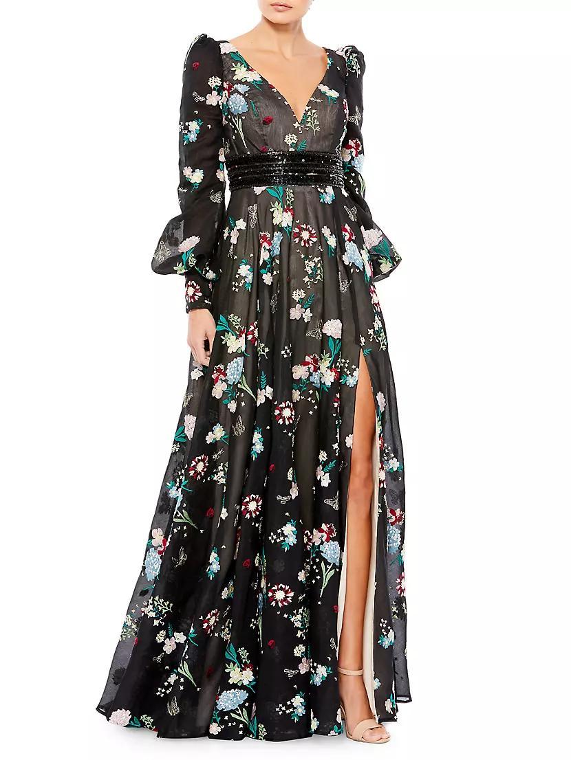 Floral Embroidered Gown Product Image