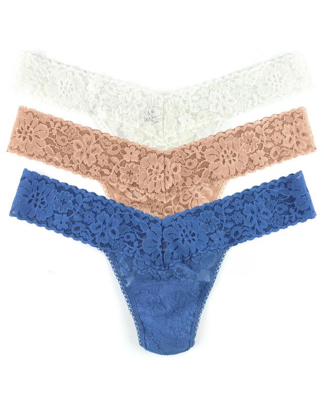 Hanky Panky Womens Daily Lace Low Rise 3 Pack Thong Underwear - Vanilla, Marshmallow Product Image