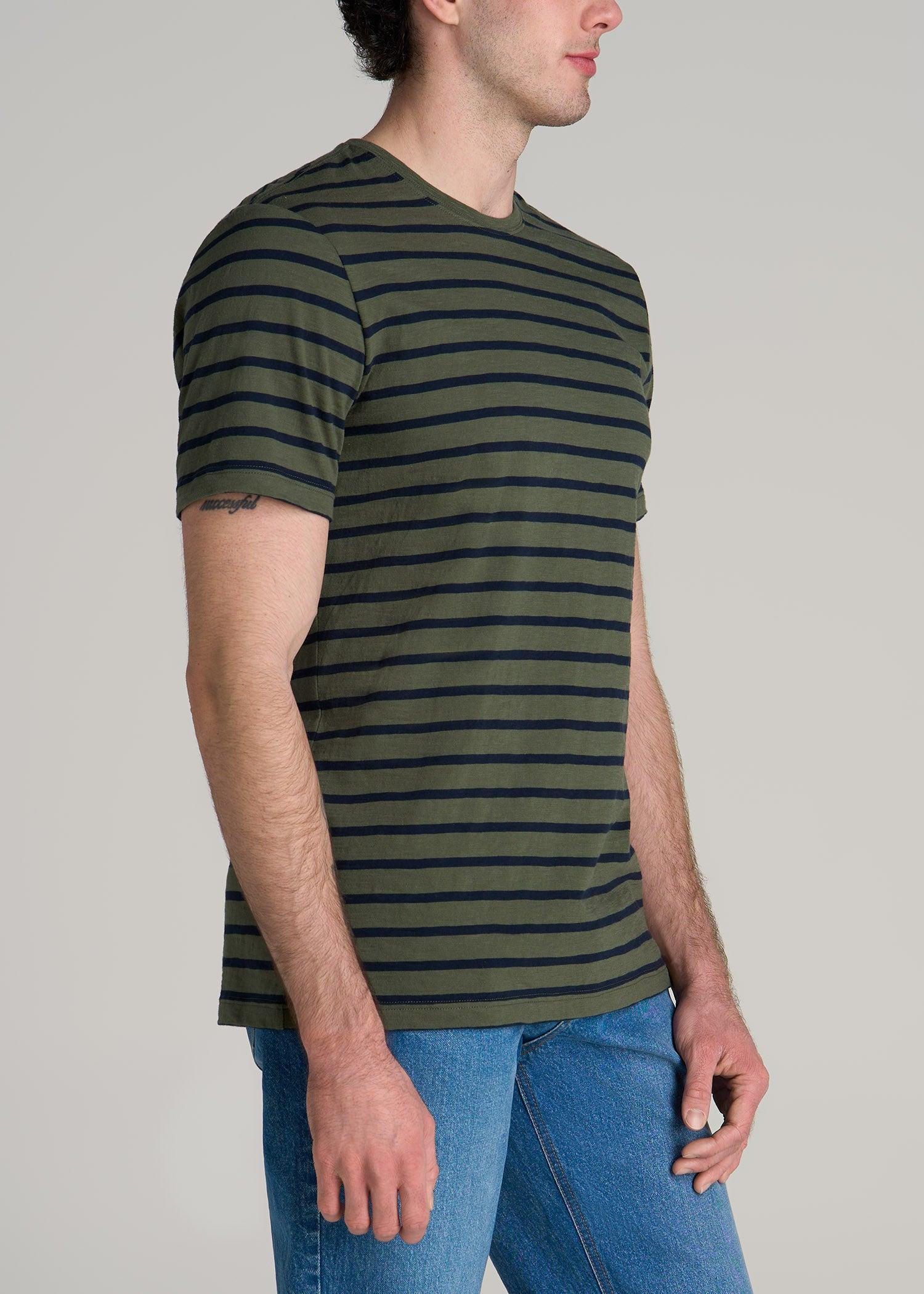 REGULAR-FIT Striped Tee in Dark Green and Navy Stripe - Men's Tall T-shirt Male Product Image