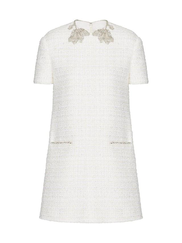 Womens Embroidered Glaze Tweed Short Dress Product Image