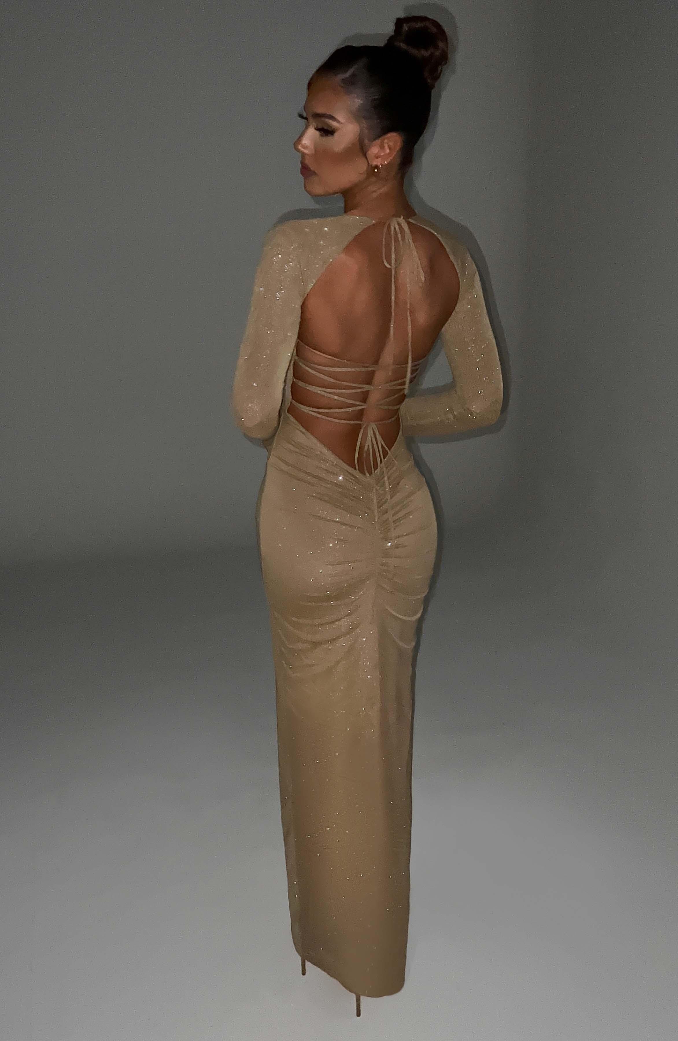 Nadia Maxi Dress - Gold Sparkle Product Image