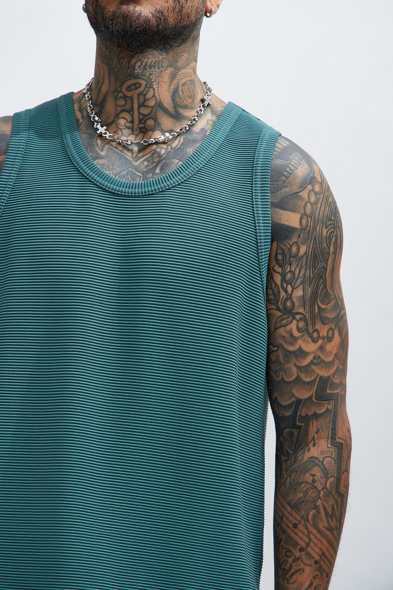 Zyler Textured Tank Top - Teal Product Image