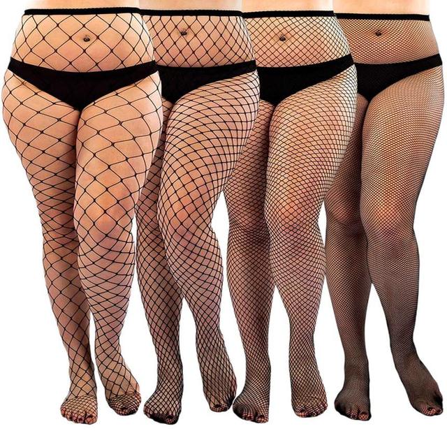 Plus Size Plain Fishnet Tights Product Image