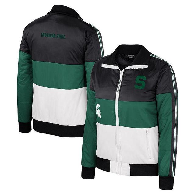 Womens The Wild Collective Michigan State Spartans Color-Block Puffer Full-Zip Jacket Product Image